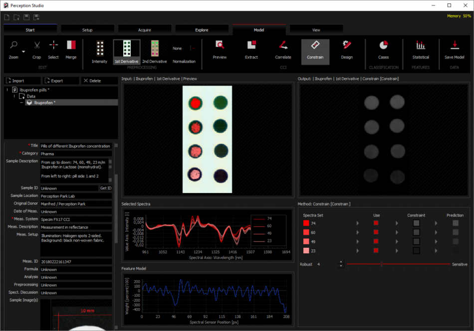 quantitative measurement of ibuprofen - using Perception STUDIO Constrain method